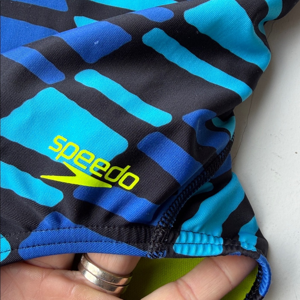 Speedo womens Blue & Aqua Striped swim team One-Piece Swimsuit size 32 - Picture 2 of 4